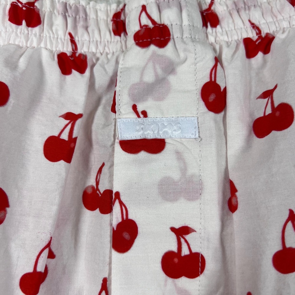 SKIMS Cherry Print Cotton Poplin Sleep Shorts White Red‎ Plus Size 4X NWOT - Picture 9 of 12